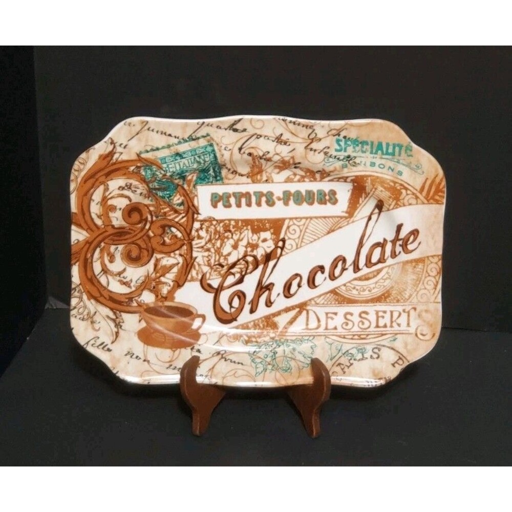 Rosanna Chocolaterie Small Dessert Tray Sweets Petite Fours Chocolate 10.5" Vtg
